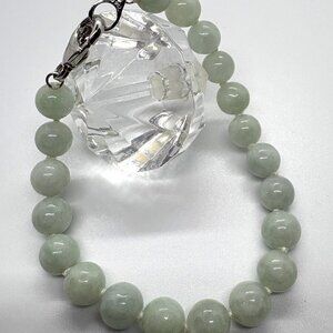 Burmese Jade Sterling Silver Bead Bracelet